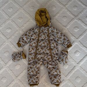 Rylee Cru Floral Hooded Baby Snowsuit with Mittens